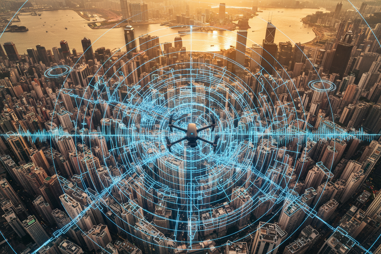 Aerial spatial view representing city stories and applied insight